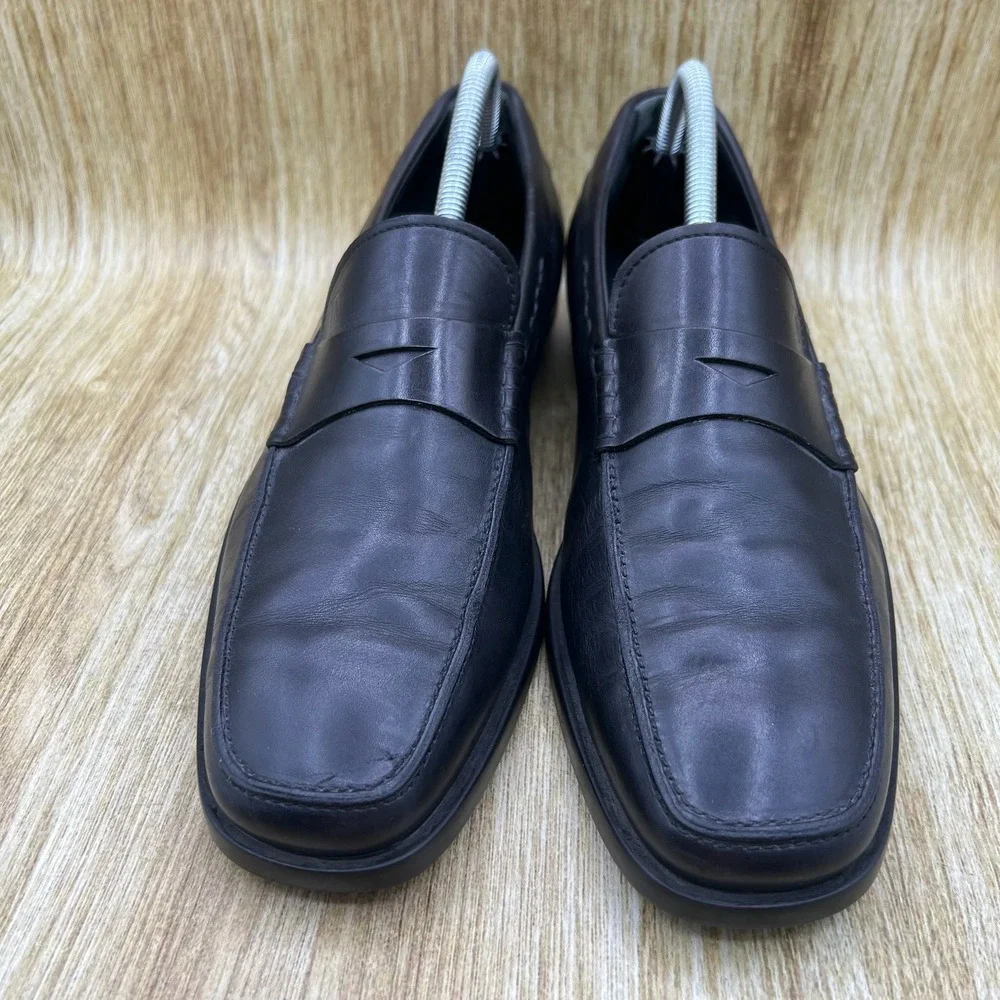 Tods Penny Loafers Men's Size 8 Black Leather Gommino Driving Shoes Italy